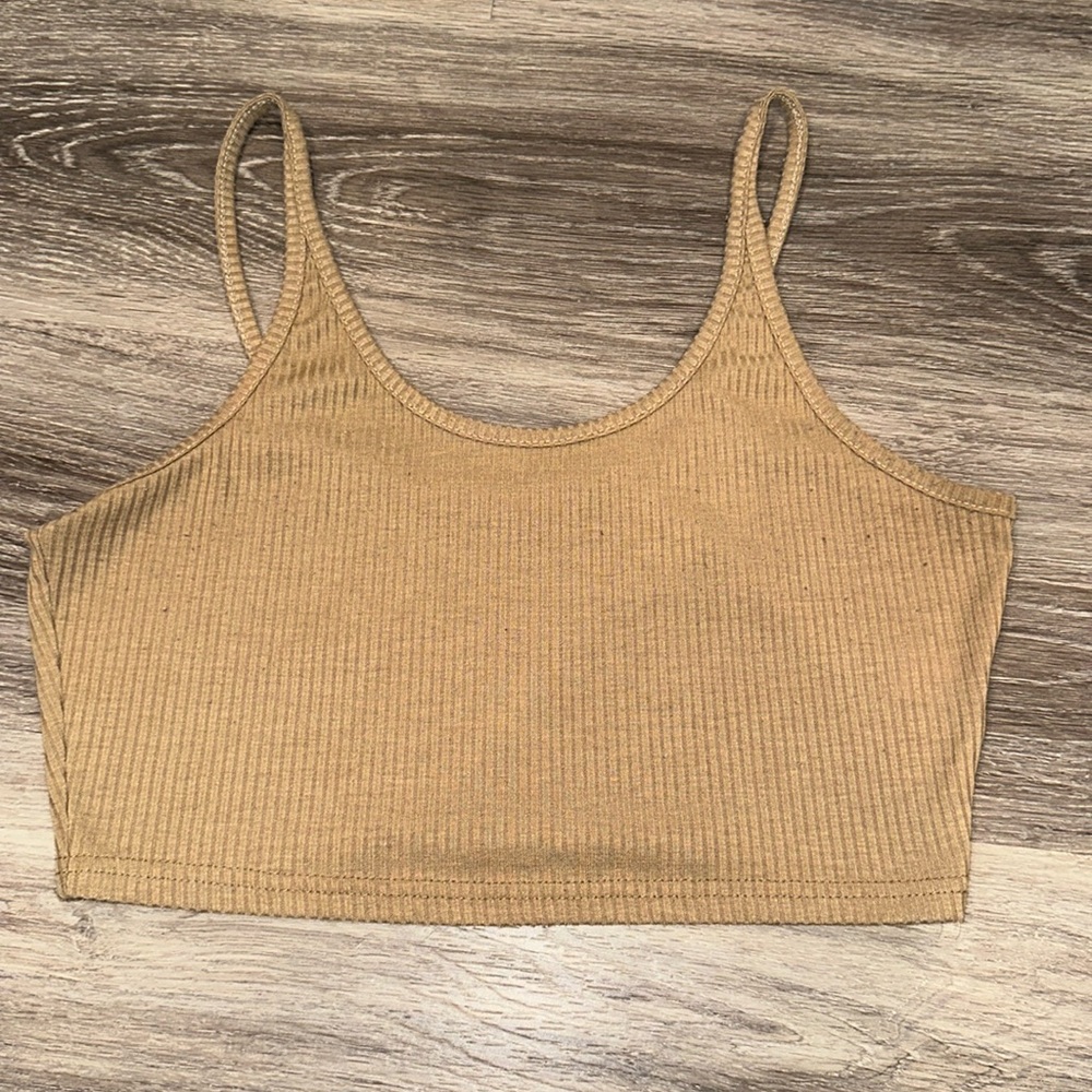 Coffee Brown Ribbed Tank Top